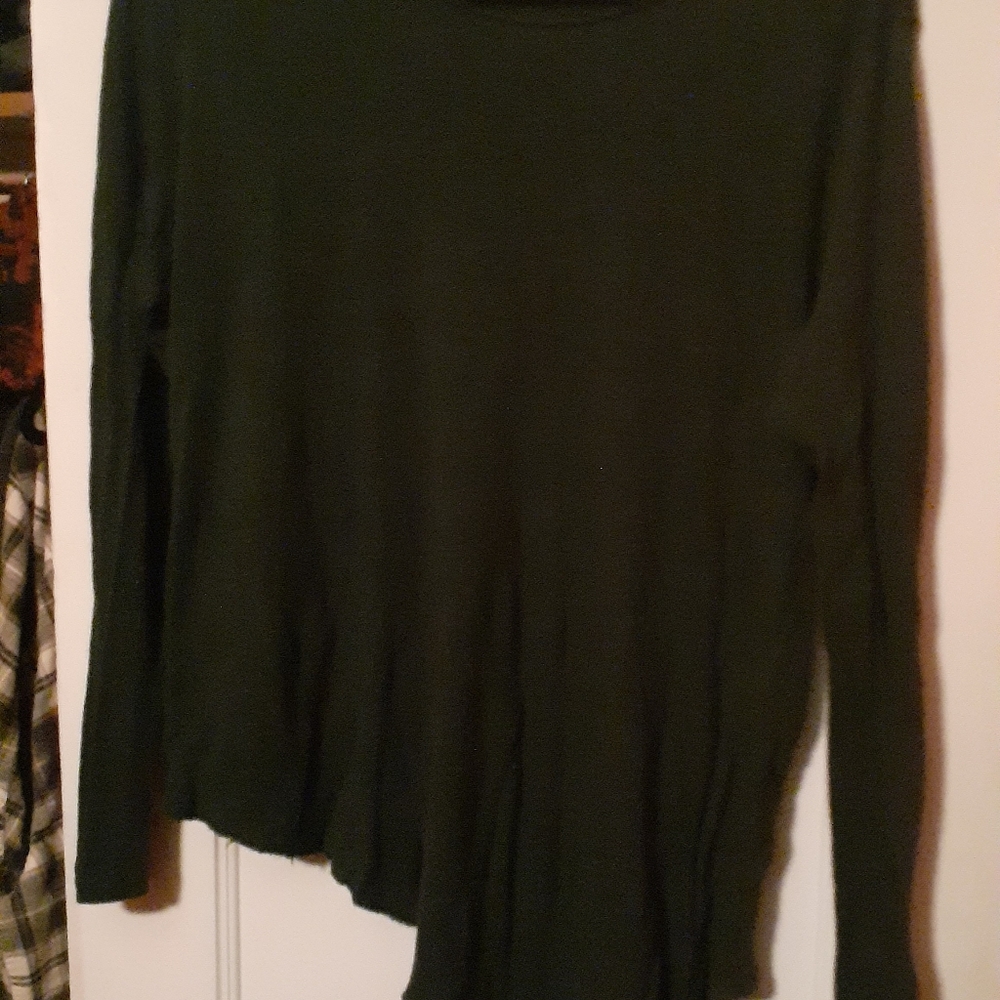 Forever 21 Dark Green Asymmetrical Long Sleeve Shirt - Womens Medium